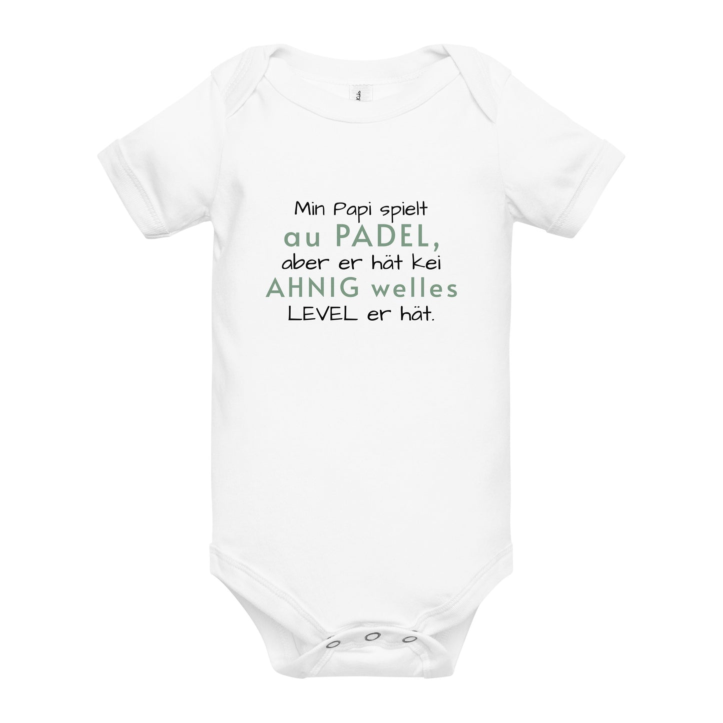 Padel Baby-Body Olive Schweizerdeutsch