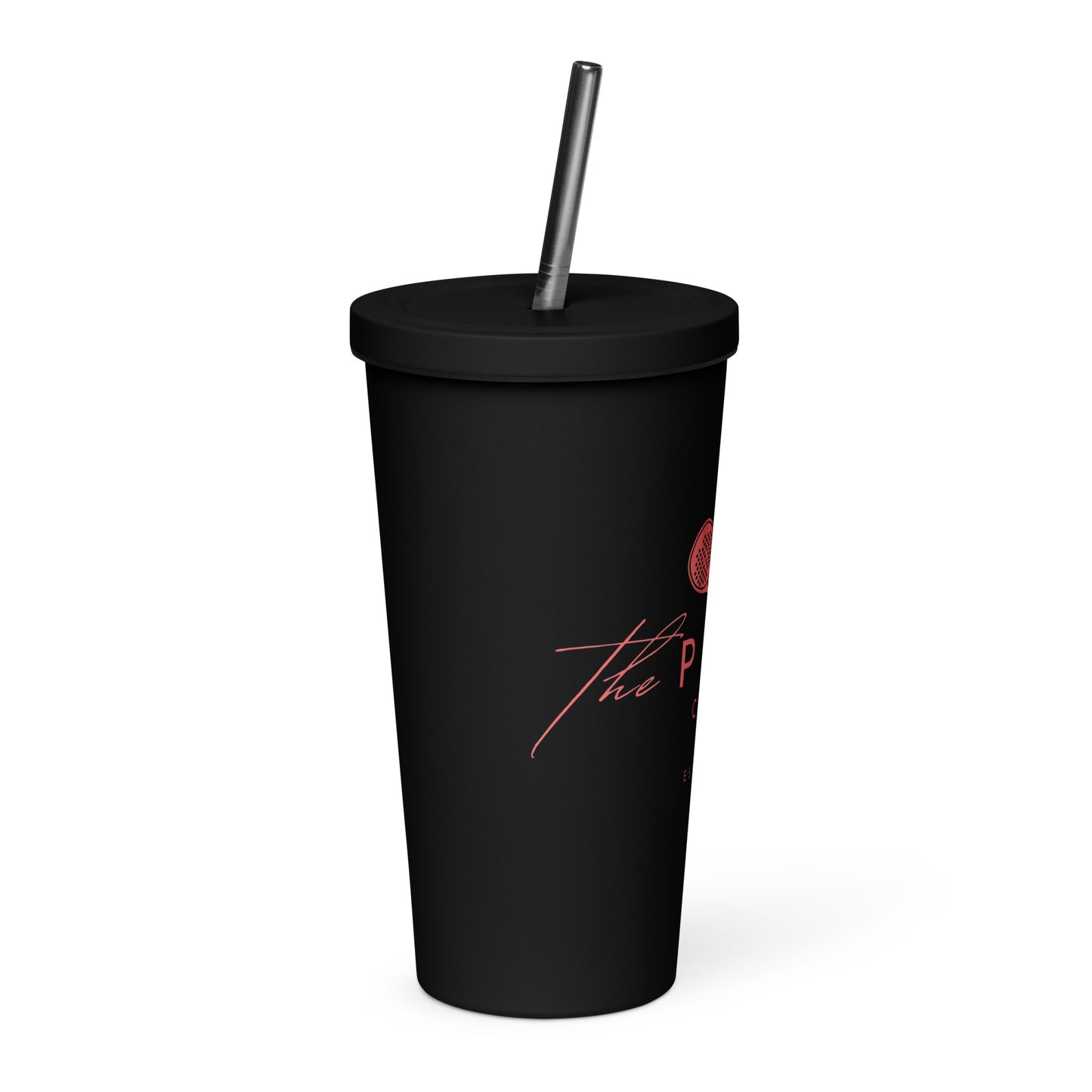 Insulated tumbler with a straw