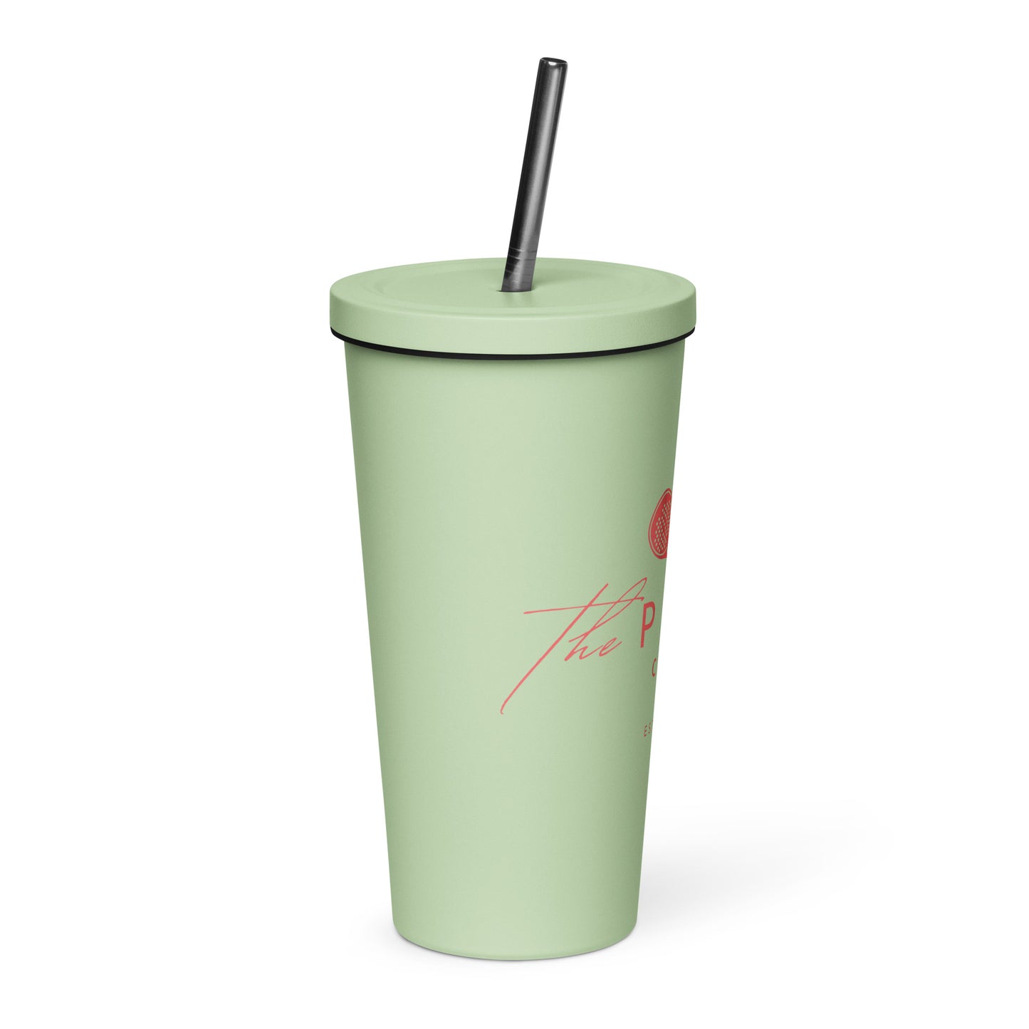 Insulated tumbler with a straw