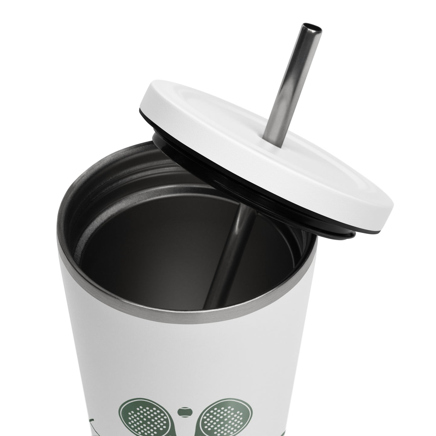 Insulated tumbler with a straw