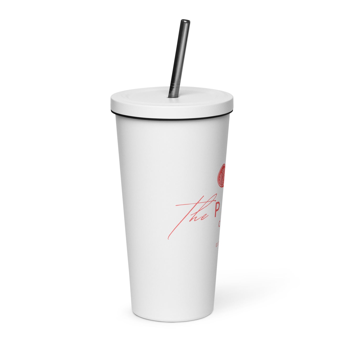 Insulated tumbler with a straw